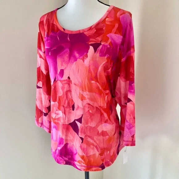 NWT Talbots BLENDED FLORAL CROSS BACK Top Size XL - Picture 5 of 10